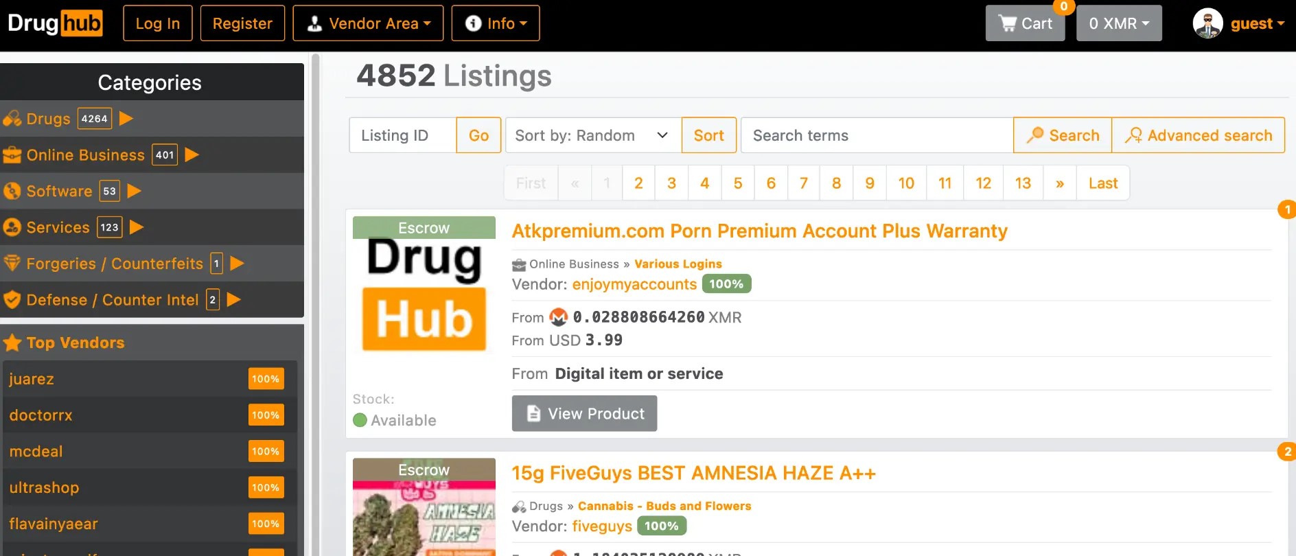 Drughub Market darknet marketplace overview